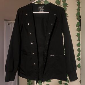 Cherokee Workwear XS Women’s 3 Pocket Snap Front Scrub Jacket Black - EUC